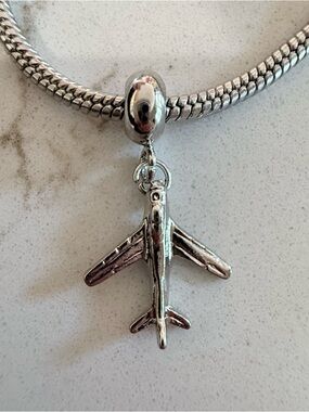 Silver Airplane Charm